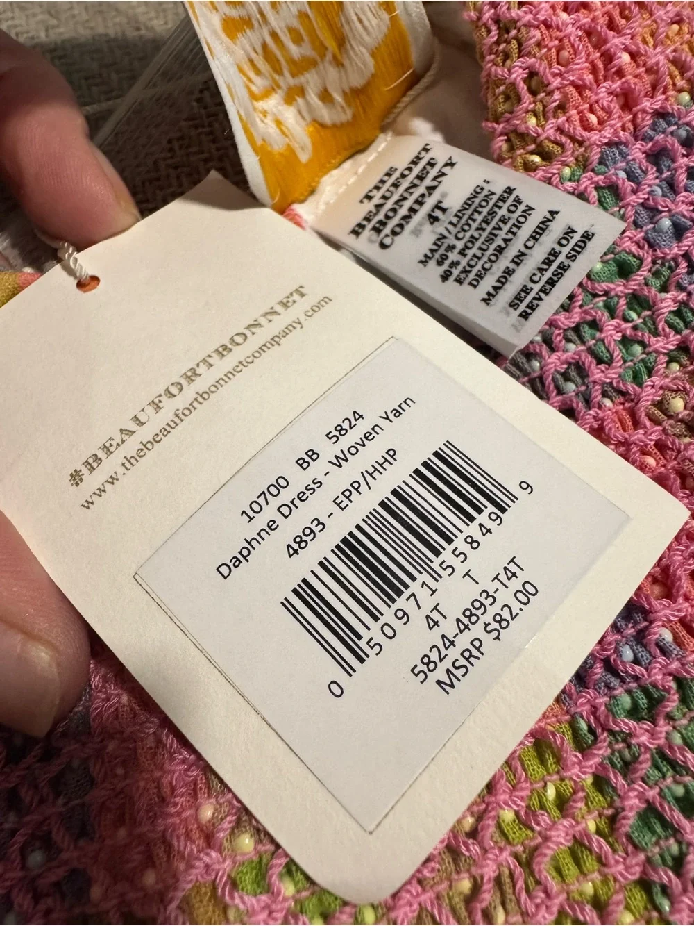 TBBC NEW W TAGS 4T Daphne Dress - Ecton Park Plaid with Hamptons Hot Pink